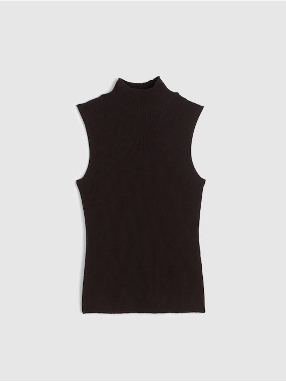 Dark Brown Silk/Merino Wool Blend Mock Neck Tank
